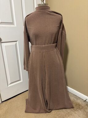 Zenana Outfitters Taupe Ribbed Knit Pantsuit